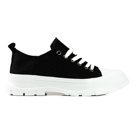 Shelovet sorte sneakers med snørebånd til kvinder