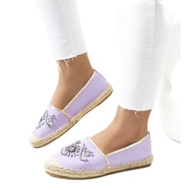 PA1 Violette espadriller med cubic zirconias.Blok lilla
