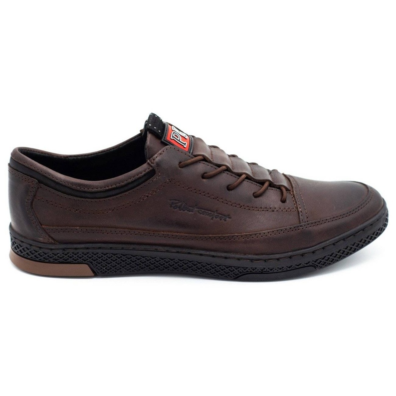 Polbut Casual sko til mænd i læder K22 mørkebrun