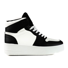 Kvinders high-top Shelovet sorte og hvide sneakers