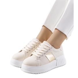 Beige sneakers på Avenid platformen gylden