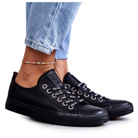 Dame læder sneakers Big Star KK274106 Sort