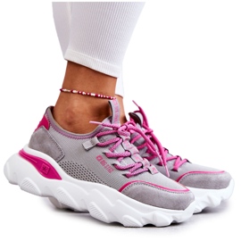 Damesneakers Memory Foam System Big Star KK274030 Grå lyserød