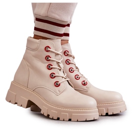 PG1 Læderstøvler Workers On Beige Messa lynlås