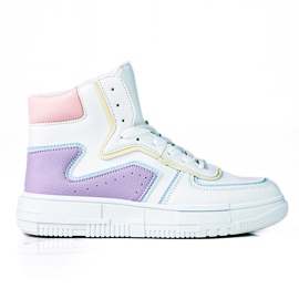 High Shelovet damesneakers lavet af økologisk hvidt og lilla læder violet flerfarvet