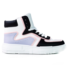 Kvinders high-top Shelovet sneakers lavet af økologisk sort og hvidt læder flerfarvet