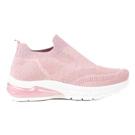 W. Potocki Pink, damesport, Potocki sneakers, stof med glitter lyserød