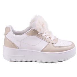 Sportssneakers til kvinder med Shelovet-pels beige