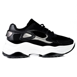 Kvinders Shelovet sneakers med snøre på en høj platform sort og hvid