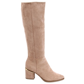 Heather L.KHAKI højhælede støvler beige