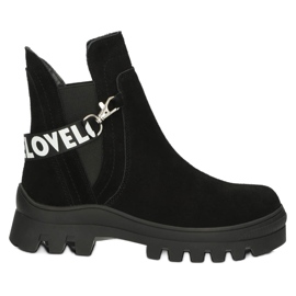 Ruskind Slip-On Ankelstøvler Med Dekoration Filippo DBT3927 Sort