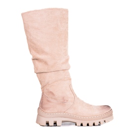Vinceza Dame Potocki ruskindsstøvler på en tyk beige platform