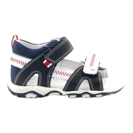 Lædersandaler til velcro 81824 Navy/Red Bartek blå