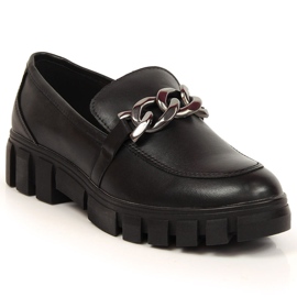 Dame loafers på en platform med en kæde sort Sergio Leone