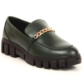Platform loafers til kvinder med en grøn Sergio Leone-kæde