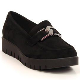 Dame loafers på øko ruskind platform sort Sergio Leone