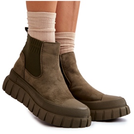 FB2 Moderigtige slip-on-støvler på den grønne Jenna-platform brun
