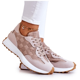 Kvinders beige bundne sportssko