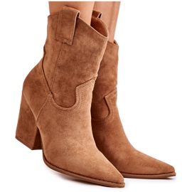 FB1 Dame ruskinds cowboystøvler Camel Mindy brun