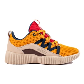 Big Star sneakers til kvinder KK274061 beige brun rød gul