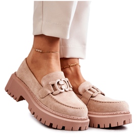 FB2 Damebrogues med et ornament Beige Leeza