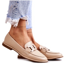 FB2 Loafers i læder til kvinder med beige Kerrie-dekoration