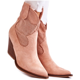 Dame Ruskind gennembrudt støvler Cowboy Pink Eleonore beige