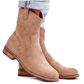 S.Barski Dame ruskind fladhælede støvler Beige Fiorenz