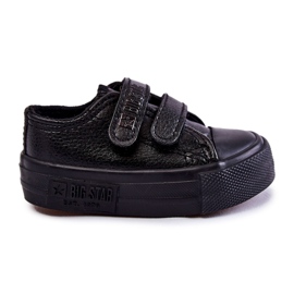 Børne læder sneakers med velcro Big Star KK374092 Sort