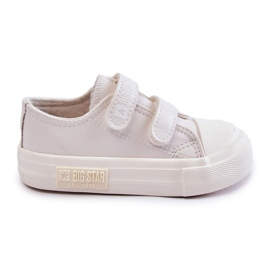 Børne læder sneakers med velcro Big Star KK374091 Hvid
