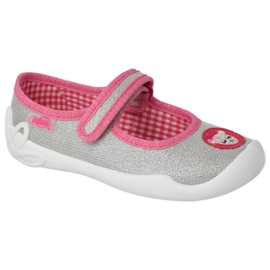 Befado børnesko med velcro 114X501 sølv/pink lyserød