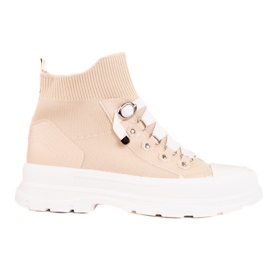 Beige sneakers til kvinder med høj Shelovet-overdel brun