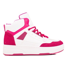 Kvinders high-top Shelovet hvide og pink sneakers lyserød