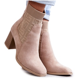 FE1 Dame ruskindsstøvler med en sok Beige Montes