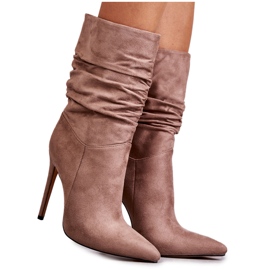 Kvinders rynkede støvler Brune Laguna støvler beige
