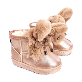 Børnesnestøvler med pels med ører Pink Gold Bunny lyserød gylden