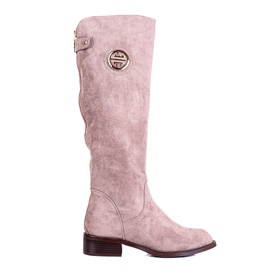 Damestøvler med en dekorativ Shelovet slider beige