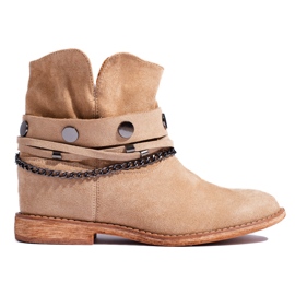 Dame ruskind cowboy støvler på en kile Shelovet beige