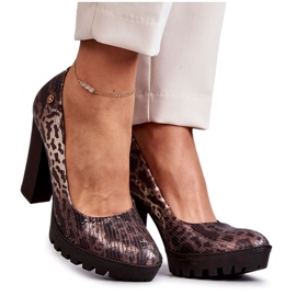 Læder Pumps On A Bar Maciejka 02629-02 Brun