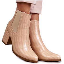 Snake Læder Booties La.Fi 260038BE-XC Beige
