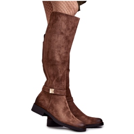 Vinceza Dame ruskind fladhælede støvler Beige Henrike brun