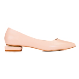 Dame beige pumps med lave hæle Shelovet