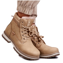 PE1 Dame Warm Boots Trappers Dark Beige Liv