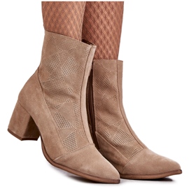 Dame ruskind højhælede støvler Nicole 2757 Beige
