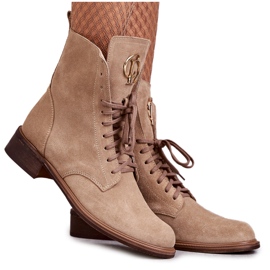 Ruskindsstøvler med snøre og nicole 2750 beige dekoration
