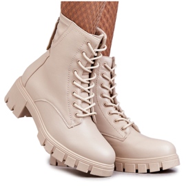 Vinceza Læderstøvler Med Lynlås Beige Tonje brun