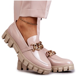 Sergio Leone Lakerede Loafers På Platformen Beige Inger