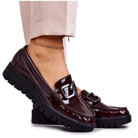 Sergio Leone Lakerede Loafers På Bourgogne Kjersti Platform rød