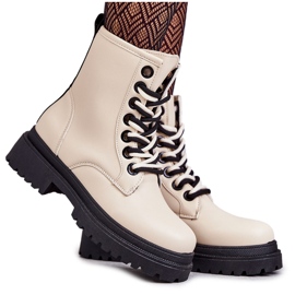 Dame læderstøvler Workers Light Beige Denila