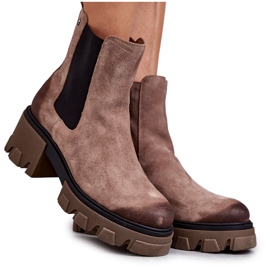 Dame Ruskind Platform Støvler Beige Hilde brun